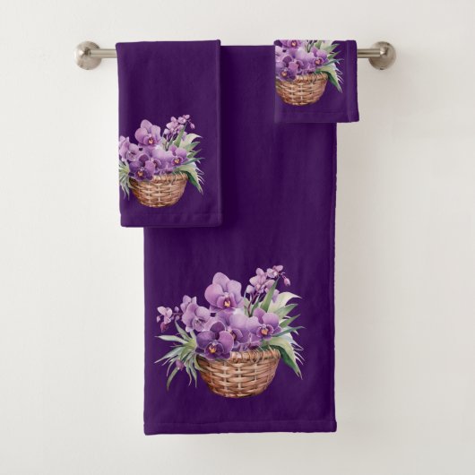Jeu de serviettes violet Lavender Orchid (En situation)