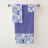 Jeu de serviettes violet Lavender Peonies (En situation)