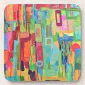 Jeu de soleil orange de 6 Dessous de verre (Devant)