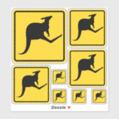 Jeu de stickers du panneau d'avertissement Kangaro (Feuille)
