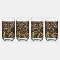 Jeu de verre imprimé bleu antique "Aztec Dream" 16
