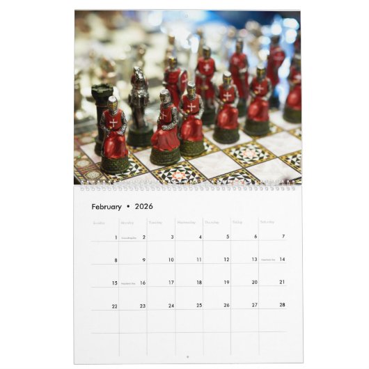 Jeu d'échecs à thème 2025 Wall Calendrier cadeau (Feb 2026)