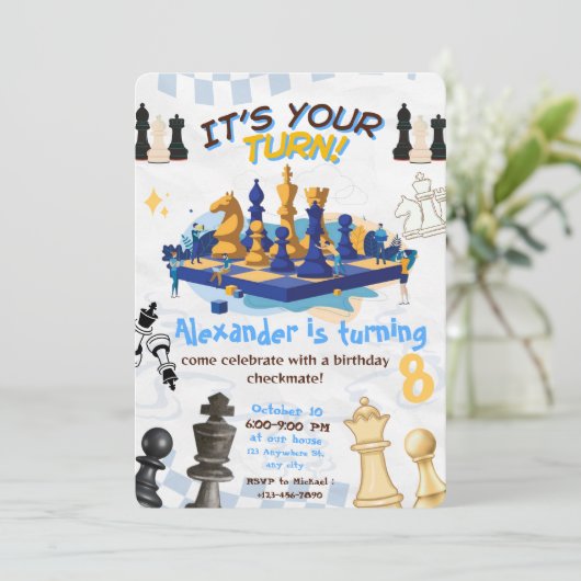 Jeu d'échecs Anniversaire Fête Invitation mat (Debout devant)