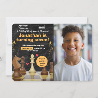 Jeu d'échecs Anniversaire Invitation avec photo