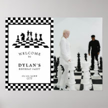 Jeu d'échecs Nuit d'anniversaire Affiche de bienve