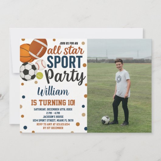 Jeu Jour Sports Anniversaire Invitation (Devant)