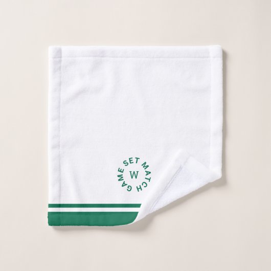 Jeu Match Monogramme Green Stripe Tennis Face (Gant de toilette)
