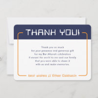 JEU MODERNE MERCI Bar Mitzvah bleu marine orange