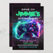 Jeu modifiable sur invitation de fête du 5e annive (Devant / Derrière)