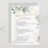 Jeu nuptial vert Qu'y a-t-il sur votre carte télép (Devant / Derrière)