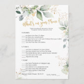 Jeu nuptial vert Qu'y a-t-il sur votre carte télép (Devant)