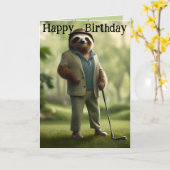 Jeu On : Sloth Golf Player Carte Anniversaire (Fleur jaune)