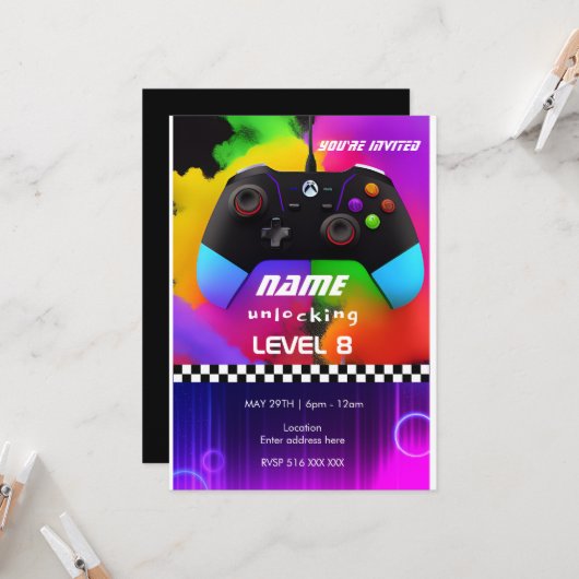 Jeu personnalisé sur invitation d'anniversaire de (Devant/Arrière en situation)