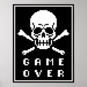 Jeu Plus 8 Bits Crossbones Crâne Pixel Poster d'Ar (Devant)