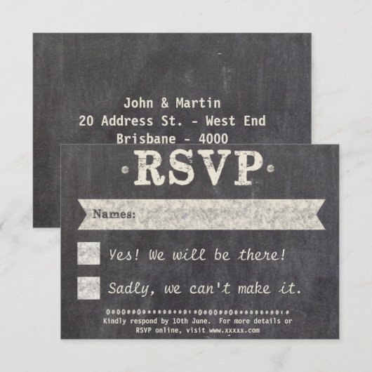 Jeu RSVP Jeu De Jeu De Chalkboard De Knot (Devant / Derrière)