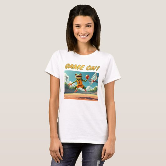Jeu Sur Basketball Grenouille femmes blanc T-shirt (Devant entier)