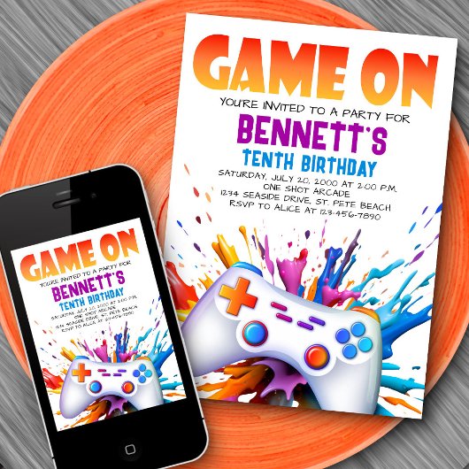 Jeu Sur Invitation Colorée Anniversaire