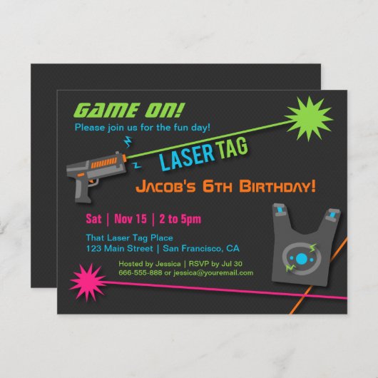 Jeu Sur Laser Balise Anniversaire Invitations (Devant / Derrière)