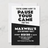 Jeu Vidéo Amusant Invitation Anniversaire (Devant)