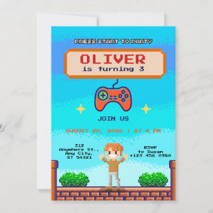Jeu vidéo cool Invitation de fête d'anniversaire p