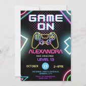 Jeu vidéo Gamer Girl Neon Invitation Anniversaire (Devant)