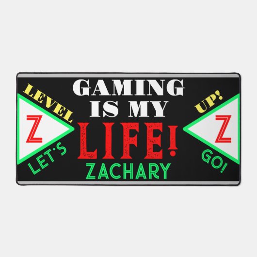 Jeu vidéo Géométrique Noir Vert Rouge Monogramme (Recto)