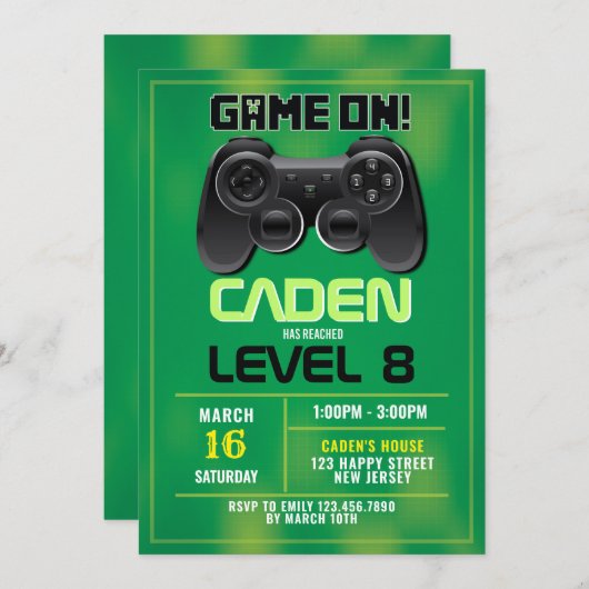 Jeu vidéo Invitation Anniversaire (Devant / Derrière)