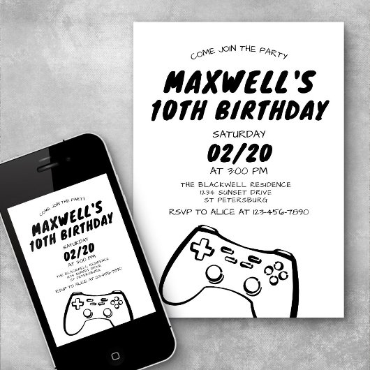 Jeu vidéo Invitation Anniversaire