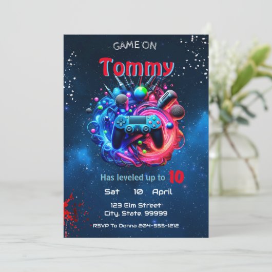 Jeu vidéo Invitation Anniversaire (Debout devant)