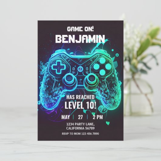 Jeu vidéo Invitation Anniversaire Arcade Invitatio (Debout devant)