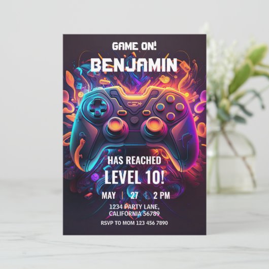 Jeu vidéo Invitation Anniversaire Arcade Invitatio (Debout devant)