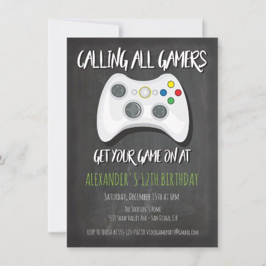 Jeu vidéo Invitations de fête d'anniversaire (Devant)