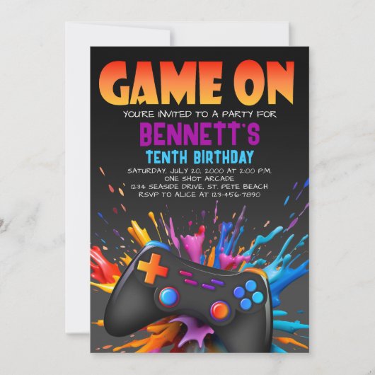 Jeu Vidéo Sur Invitation Anniversaire (Devant)