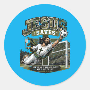 Jeugd Camo Christelijk Voetbal Jezus Redt Religieu Ronde Sticker