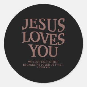 Jeugd Jezus Houdt Van Jou Christelijke God Goede J Ronde Sticker