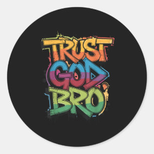 Jeugd Vertrouwt God Bro Funny Christelijke Jongen Ronde Sticker