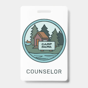 Jeugd zomerkampeiland hut met eigen bord badge