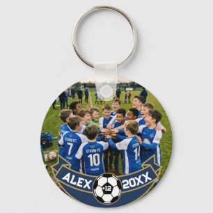 Jeugdvoetbalelftal Foto Naam Aandenken Sleutelhanger
