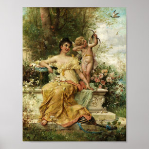 Jeune dame dans le parc par Hans Zatzka - affiche