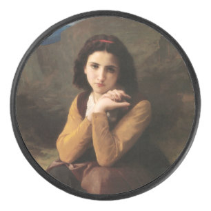 Jeune Femme door Bouguereau Hockey Puck