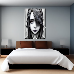 jeune femme noire et blanche   AI Art Poster