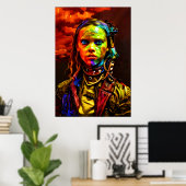 Jeune fille aux yeux bleus | AI Art Poster (Bureau à domicile)