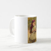 Jeune fille mignonne tenant des fleurs de tasse à  (Devant gauche)