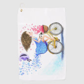 Jeune Fille Sur Un Vélo Golf Serviette Romantique (Devant)