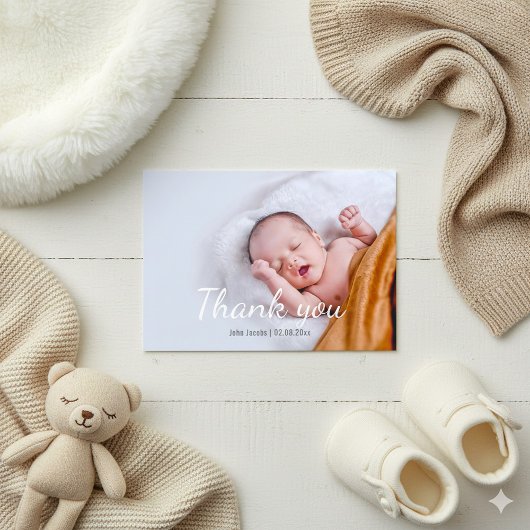 Jeune garçon baby shower, carte de remerciements