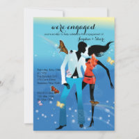 Jeune invitation de partie de fiançailles d'amour