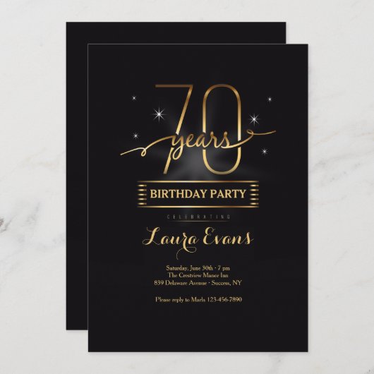 Jeune Invitation De Soixante-Dix Ans (Devant / Derrière)