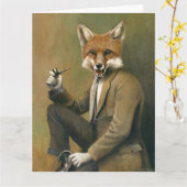 Jeune M. Fox En Costume Grande Carte De Voeux (Fleur jaune)