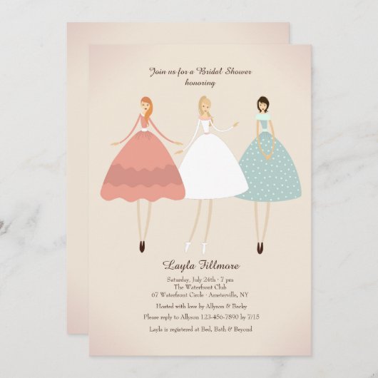 Jeune mariée et son invitation de préposés (Devant / Derrière)