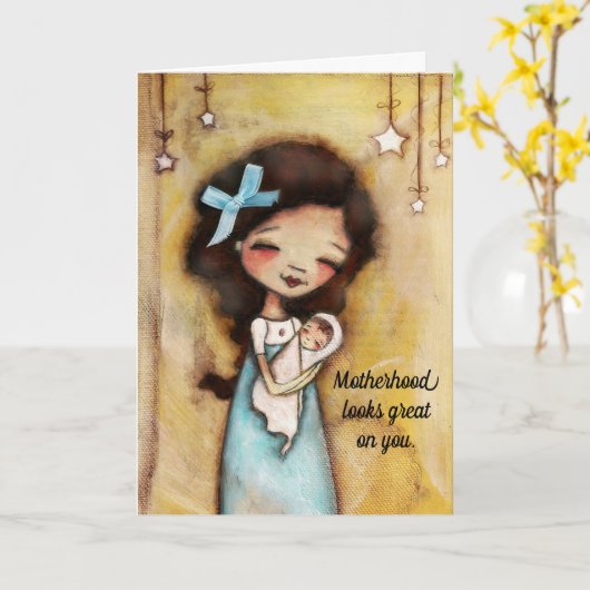 Jeune mère - Carte de la première mère (Fleur jaune)